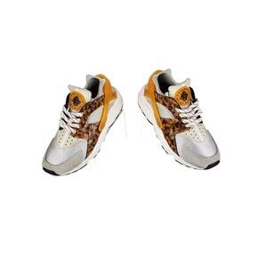 Nike Air Huarache Women's Size 8 White Tortoise Shell Shoes Sneakers DQ9317-001